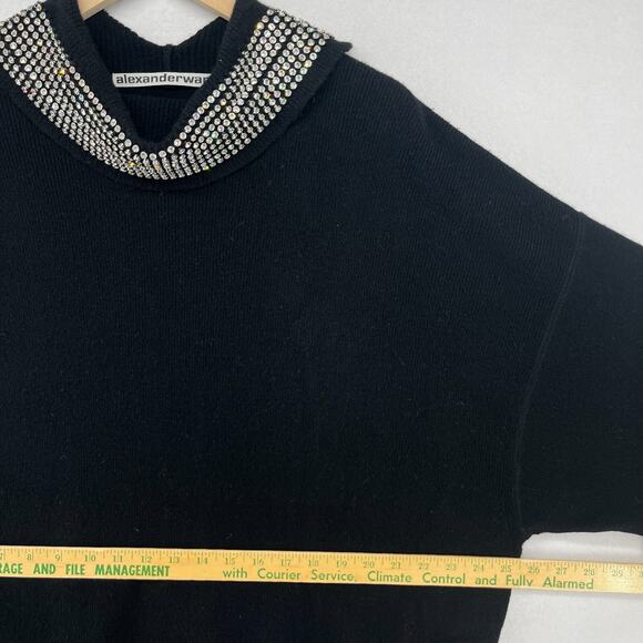 ALEXANDER WANG Sweater Womens M Wool Blend Rhinestone Jewelry Turtleneck Black - Picture 11 of 16